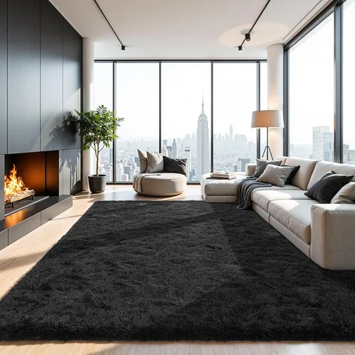Miniatura 18 de Zentavio Alfombras de área para sala de estar, alfombras grises para dormitorio, alfombra de 4 x 6, alfombra mullida, peluda y suave, shag estética