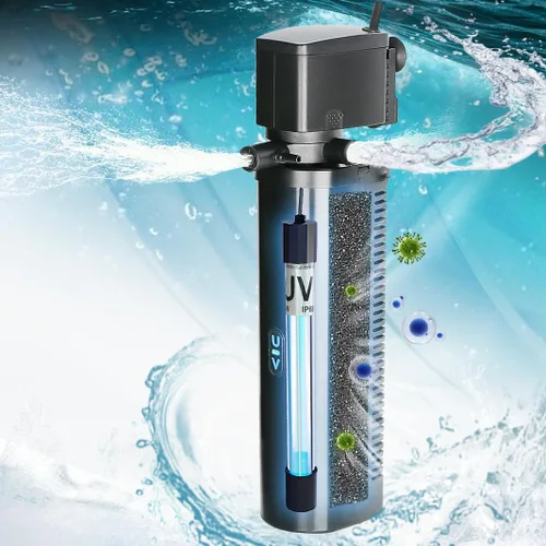 Miniatura 8 de Filtro de Acuario para Tanque de 100-400 Galones, U-V Máquina Verde Limpia para Tanque de Peces Submersible Bomba Poderosa Filtro de Recipiente