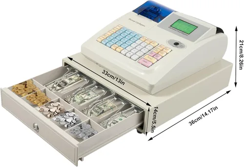 Miniatura 2 de Caja registradora, caja registradora electrónica de 48 teclas, 8 pantalla LED digital, 100 V, sistema electrónico POS, caja registradora Blanco
