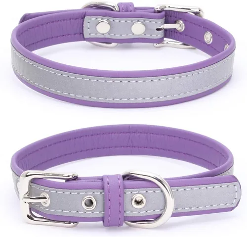 Miniatura 6 de High Bright - Collar reflectante de piel sintética para cachorros, de piel sintética con reflejo de seguridad, collares reflectantes para mascotas