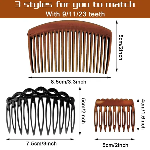 Miniatura 2 de Mabor 12 peines laterales franceses para mujer, juego de peines de clip para el cabello con 3 tamaños, accesorios coloridos para el cabello ABS