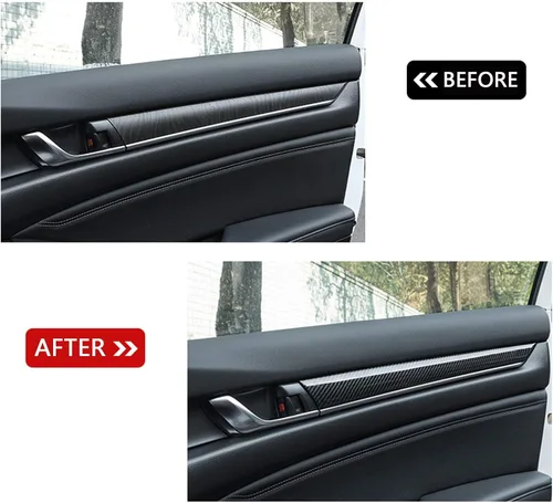 Miniatura 6 de x xotic tech Tira de cubierta de moldura de panel de puerta lateral interior, patrón de fibra de carbono, compatible con Honda Accord Sedan 10ª