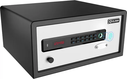 Z ZLJUAN Caja fuerte para hotel de 1.1 pies cúbicos, caja fuerte de acero para documentos personales con cerradura biométrica estilo hotel, Blanco