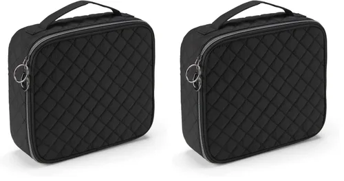 Miniatura 11 de Scünci by Conair - Estuche de maquillaje para maquillaje, bolsa de maquillaje, organizador de viaje para mujeres, color negro