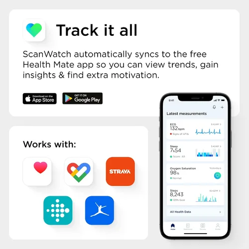 Miniatura 2 de Withings ScanWatch - Reloj inteligente híbrido y rastreador de actividad con GPS conectado monitor de frecuencia cardíaca monitor de sueño
