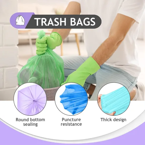 Miniatura 3 de Bolsas de basura pequeñas de 3 galones 120 unidades Bolsas de basura fuertes y coloridas, bolsas de basura pequeñas, forros para botes de basura