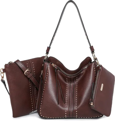 Montana West - Bolsos de mano para mujeres aptos para porte oculto de arma. Bolsos de cuero tipo bandolera. Juego de tres piezas.