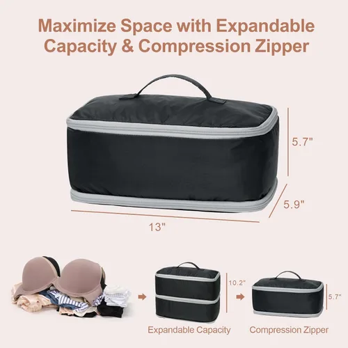 Miniatura 4 de Cambond Travel Underwear Organizer Bag - 4-in-1 Double Layer Lightweight Bra Organizer, Portable Expandable Compression Packing Cubes Travel Packing