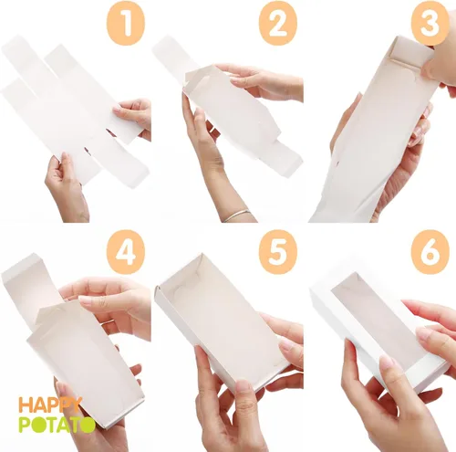 Miniatura 7 de HAPPY POTATO Paquete de 30 cajas de macarrones para 4 o 5, 4 x 1.9 x 1.9 pulgadas, cajas de embalaje de macarrón, caja de macarrón blanco