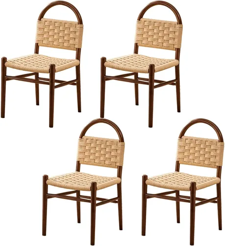 Miniatura 13 de Rattan Dining Room Chairs Wooden, Woven Kitchen Chairs, Dining Room Chair with Wood Legs, Vanity Chair,Armless Side Chair for Home Bar Restaurant