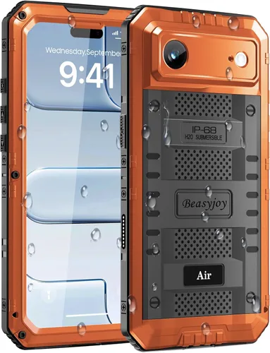 Miniatura 27 de Beasyjoy - Funda impermeable para iPhone 13 Pro, carcasa de metal con protector de pantalla integrado, carcasa protectora de cuerpo completo de Negro