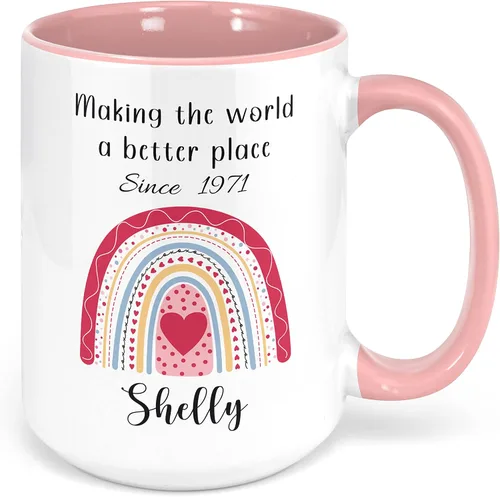 Miniatura 33 de Livado Regalos de cumpleaños número 100 para mujeres, mamá, ella, niña, esposa, abuela, hermana, amiga, taza de arcoíris personalizada y nombre, edad