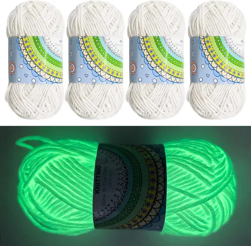4 piezas de hilo que brillan en la oscuridad, suministros de costura, (55yd 164.0 ft) para ganchillo para manualidades, manualidades y costura,