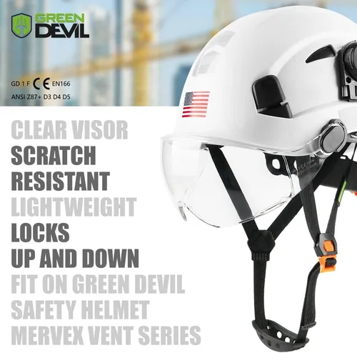 Miniatura 3 de GREEN DEVIL Casco de Seguridad Casco Duro Ajustable Ligero Ventilado ABS Casco de Trabajo Suspensión de 6 Puntos Aprobado ANSI Z89.1 Ideal