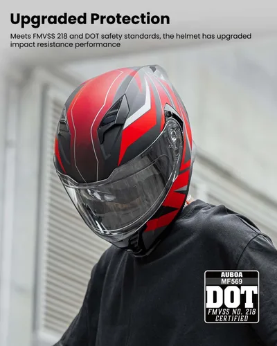 Miniatura 3 de Casco de motocicleta de cara completa con doble visera, moto de calle, carreras, DOT para adultos, hombres y mujeres, modelo MF569