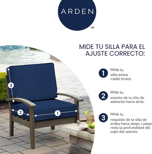Miniatura 3 de Arden - Juego de cojines de asiento profundo para exteriores, 24 x 24 pulgadas, resistente a la intemperie, a la lluvia y a la decoloración, cojín