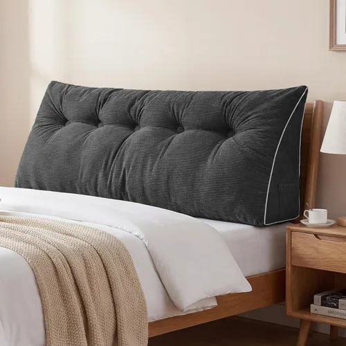 Miniatura 45 de Sasttie Almohada de Cabecera Queen, Almohada de Cuña de Cabecera para Sentarse en la Cama, Cojín Triangular con Soporte de Respaldo para Leer - Con