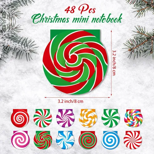 Miniatura 2 de Zhanmai 48 piezas de mini cuadernos navideños pequeños, libretas de caramelo diminutas, pequeños cuadernos navideños, cuadernos de bolsillo