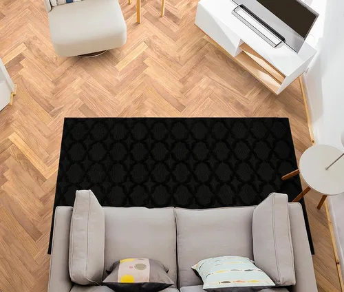 Miniatura 234 de Garland Rug Sparta - Alfombra antideslizante de polipropileno de 2 pies x 12 pies, color negro, ideal para salas de estar y pasillos, elegante