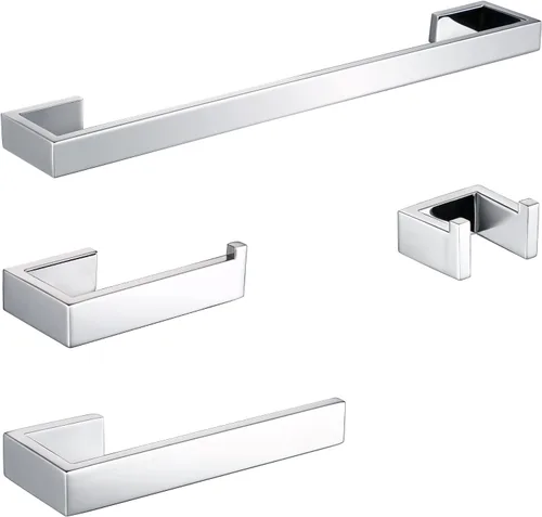 Miniatura 9 de BAGNOLUX Barra de toalla dorada, juego de 4 piezas para baño, juego de soportes de toalla de baño de acero inoxidable SUS304, juego de soporte