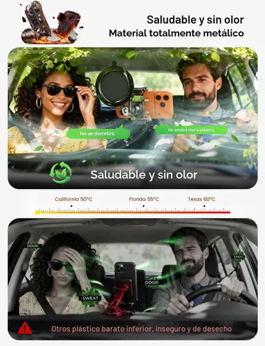 Miniatura 6 de MAGIC JOHN Soporte para teléfono de coche, soportes ultraduraderos de metal para tu coche, soporte para teléfono celular de coche de rotación 360°