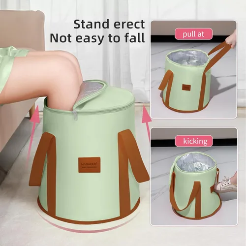 Miniatura 3 de Cuenca plegable de 25 L, multifuncional, portátil, con asas, para viajes, al aire libre, campamento, portátil, para remojar los pies (verde)