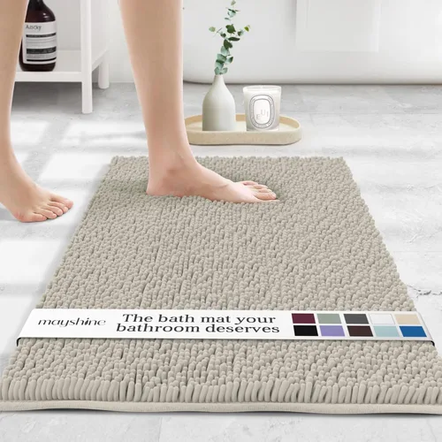 Miniatura 9 de MAYSHINE Alfombra de Baño de Chenilla Afelpada Extra Suave, Súper Absorbente, Alfombra de Baño Antideslizante Microfibra Esponjosa