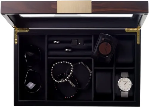Miniatura 2 de Caja de reloj de madera de lujo multiusos, gafas de sol, gemelos y organizador de joyas - Love Forever