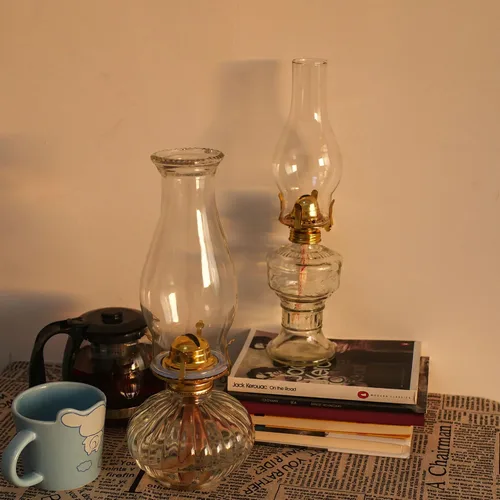 Miniatura 7 de Lámpara de aceite Chimenea Base de 3 pulgadas 8 2/8 pulgadas de altura Lámpara de queroseno Lámpara de repuesto de vidrio transparente alto
