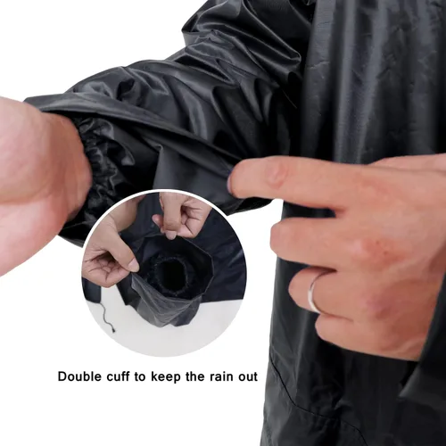 Miniatura 5 de Traje de lluvia para hombre, ligero, impermeable, protector impermeable (chaquetas y pantalones), ropa de trabajo para la lluvia Negro