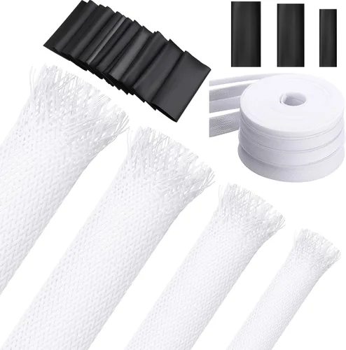 Miniatura 14 de Tatuo Funda de cable trenzada expandible de 65.6 pies, funda de alambre trenzado de varios tamaños con 120 tubos termorretráctiles para televisión