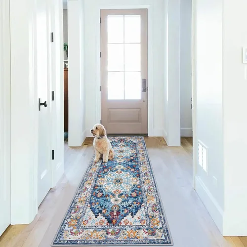 Miniatura 92 de U'Artlines Alfombra de Área Bohemia Lavable, 2x3 Pequeña Suave Antideslizante Vintage Felpudo para Puerta Frontal Interior Alfombra Verde