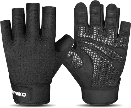 Guantes de entrenamiento para hombres y mujeres, guantes de gimnasio de medio dedo, absorbentes de golpes, guantes de ejercicio antideslizantes y