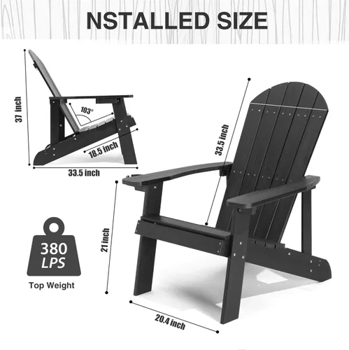 Miniatura 3 de Silla Adirondack, sillas de plástico resistentes a todo tipo de clima, con soporte para tazas, 5 pasos fáciles de instalar, sillas de exterior