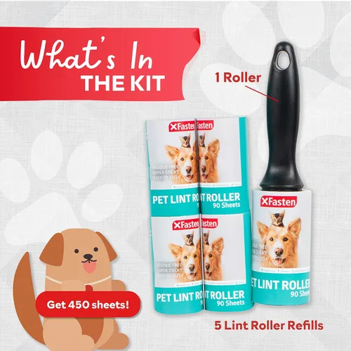 Miniatura 3 de Rodillo de pelusa para pelo de mascotas, 450 hojas, rodillos de pelusa para muebles para pelo de mascotas, 1 rodillo resistente para pelusa