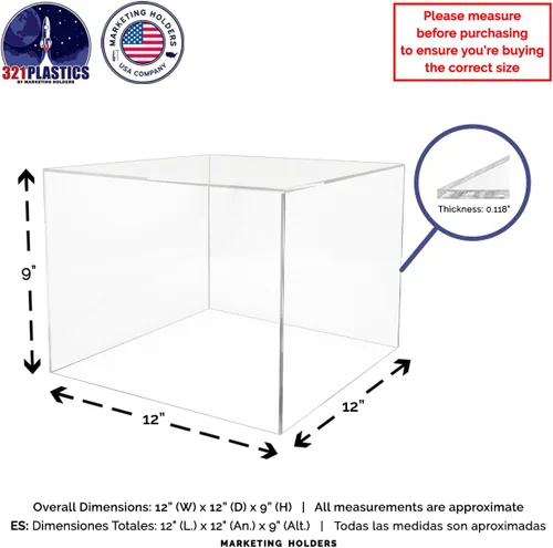 Miniatura 6 de Soporte de pedestal transparente Caja alta de 12 x 12 x 9 pulgadas, muestra de arte de arreglos florales, soporte para plantas, cubo sin tapa