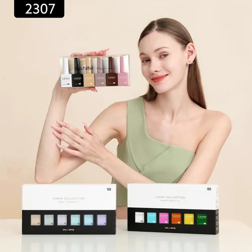 Miniatura 7 de CANNI - Juego de esmaltes de uñas en gel sin hema de 9ml, 6 piezas, colores blanco, negro, nude, rosa y marrón para el otoño, kit de esmaltes