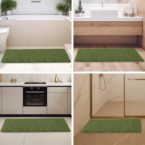 Miniatura 73 de Alfombra de baño pequeña de 12 x 18 pulgadas, lavable y absorbente, antideslizante, alfombra de baño de felpilla gruesa y suave para baño, ducha