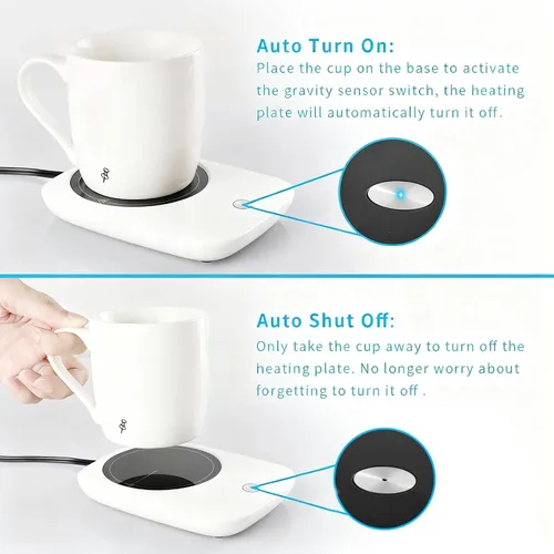 Miniatura 4 de Misby Calentador de taza de café, calentador de tazas para uso de escritorio con apagado automático, calentador de café por inducción por gravedad