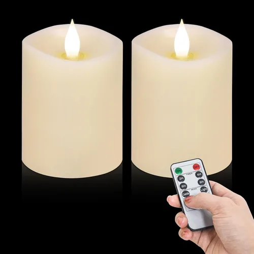 Miniatura 41 de Velas sin llama de 3 x 3 que funcionan con pilas con temporizador remoto, duran 600 horas, velas de batería parpadeantes, velas LED eléctricas