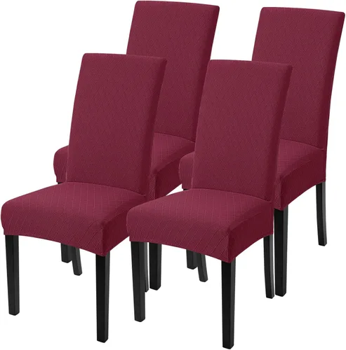 Miniatura 26 de SearchI Juego de 4 fundas para sillas de comedor, elásticas con estampado floral, fundas deslizables para sillas Parsons de spandex, removibles