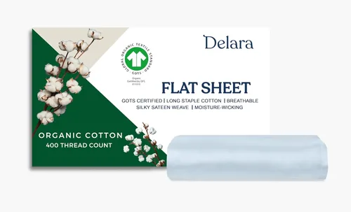 Miniatura 7 de GOTS Certified 100% Organic Cotton Flat Sheet, 400TC Long Staple Cotton, Ultra Soft, Silky, Moisture-Wicking, Smooth & Breathable, Best Sheets for