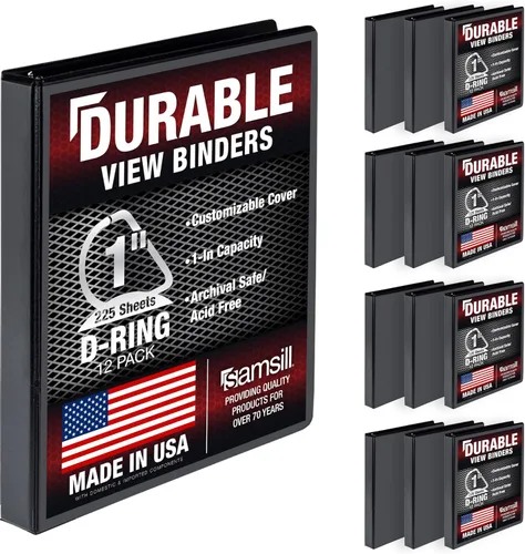 Miniatura 40 de Samsill Carpeta duradera de 1.5 pulgadas, fabricada en los Estados Unidos, carpeta de anillos en D, carpeta transparente personalizable, color rojo
