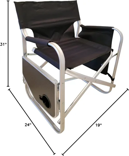 Miniatura 2 de Silla plegable de directores silla plegable con mesa auxiliar y portavasos, diseño XL Comfort (negro)