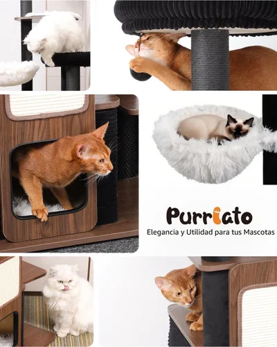 Miniatura 7 de Torre moderna de árbol para gatos de interior de 63 pulgadas, árboles resistentes para gatos grandes, torre de árbol para gatos adultos Maine Coon