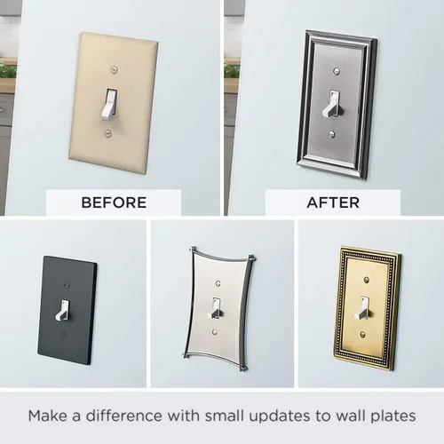 Miniatura 5 de Marco cobertor clásico de pared para interruptor de luz único con diseño de bolitas Franklin Brass, Plateado, W35065-SN-C