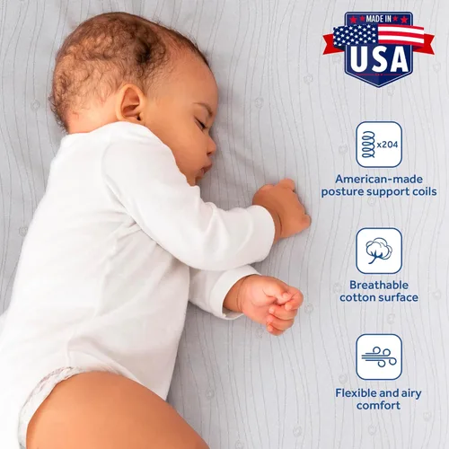 Miniatura 8 de Colchón de cuna Sealy Baby Flex Cool de 2 etapas transpirable con ajuste para cama de niño, funda de algodón transpirable y resistente al agua, 204