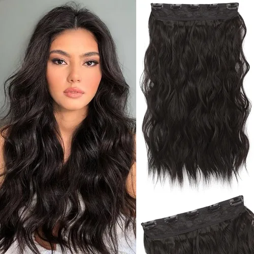 Miniatura 22 de REECHO Extensiones de cabello rubio, extensiones de una pieza con clip de 20" para mujer, extensiones de cabello sintético suave y natural con ondas