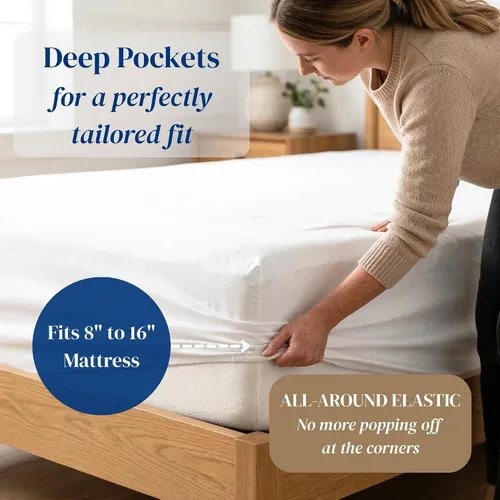 Miniatura 3 de Beckham Hotel Collection Juego de sábanas tamaño Twin 100% algodón, ropa de cama de satén de lujo 500TC, bolsillo profundo de 16", que absorbe