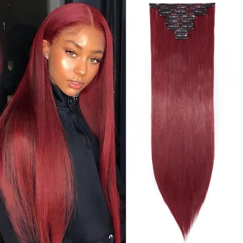Miniatura 25 de S-noilite Extensiones de cabello sintético largo y lacio con clip de 23 a 26 pulgadas, 8 unidades, 18 clips, para mujeres, entrega de 2 a 5 días